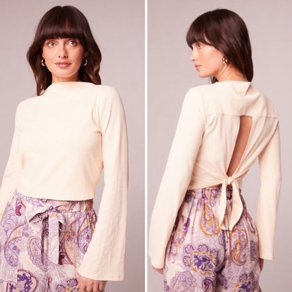 Band of the Free Avrill Long Sleeve Cream Top Open Tie Back - Picture 1 of 1